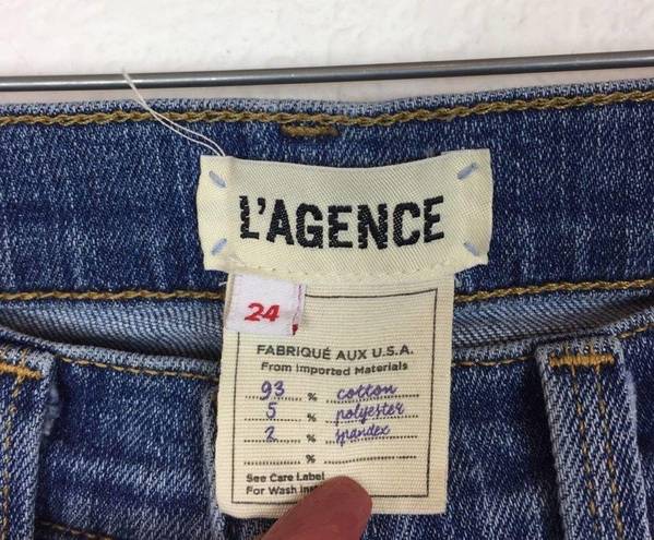 L'Agence L’agence Daria High Rise Distressed Cropped Straight Jeans Size 24