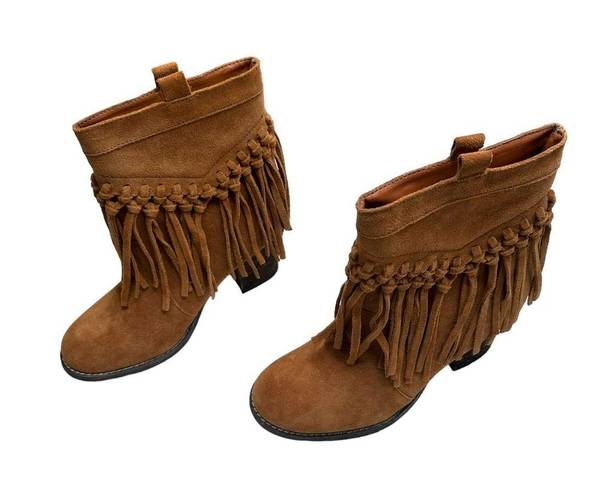 sbicca  Sound Suede Wester Leather Fringe Bootie Size 6