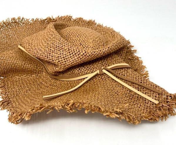 Treasure & Bond Treasure & Bon Camel Bow Floppy Straw Adjustable Beach Boho Summer Hat