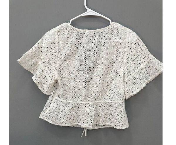 Madewell Tie-Front Top in Eyelet SOFT WHITE NWT