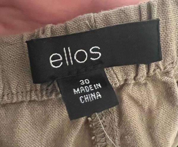 ELLOS Women's Plus Size Beige Linen Blend Casual Resort Beach Crop Pants 30 3X