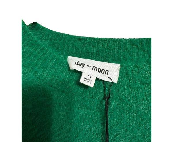 The Moon Day +  women's green fuzzy knit crop top size Medium NEW