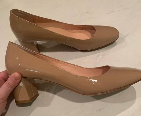 Kate Spade  Kylah Patent Block Heels Nude Square Toe