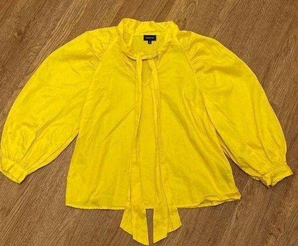 Who What Wear A New Day Yellow Neck Tie Blouse Shirt Small