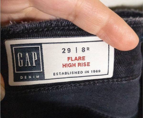 Gap  Washed Black High Rise Flare Jeans Stretch Smoothing Pockets Women's 29