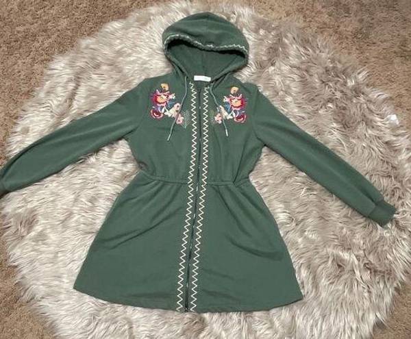 Solitaire  embroidered long cinched hoodie size small