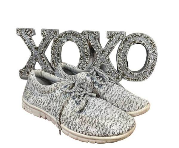 MIA  Heathered Gray Knitted Lace Up Low Top Casual Sneakers Women Sz 8