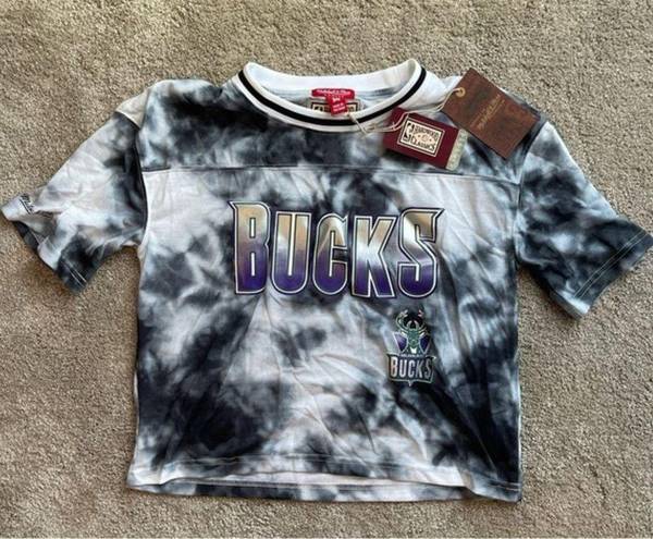 Mitchell & Ness Milwaukee Bucks  Women's Hardwood Classics Tie-Dye Cropped TShirt