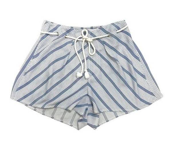 SEEK the Label  High Waisted Drawstring Striped Shorts Blue White Size S