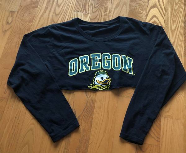 Oregon Ducks Long Sleeve Crop Top Black