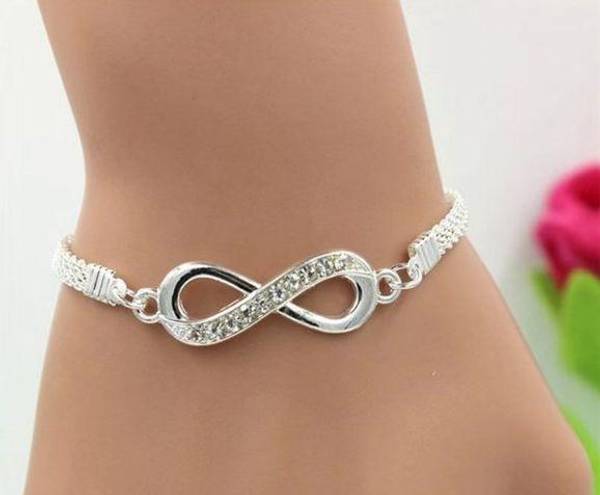 infinity  Fashion Bracelet‎ Silver Rhinestone Adjustable