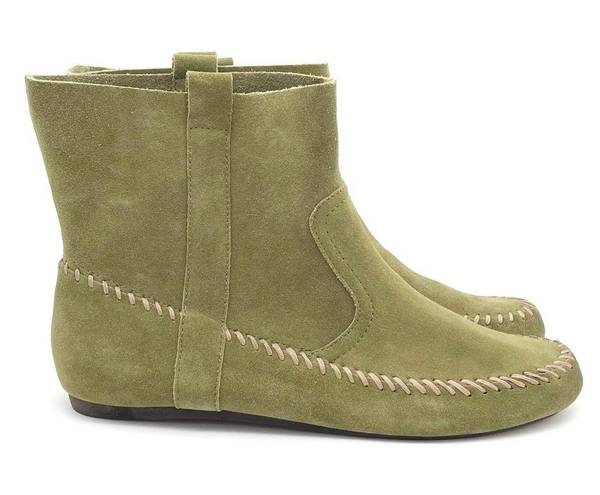 Anthropologie NEW  Latigo Olive Green Suede Moccasin Boho Bootie Women’s Size 10