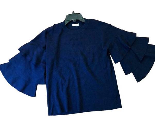 The Row All navy bell sleeve tiered sweater size m