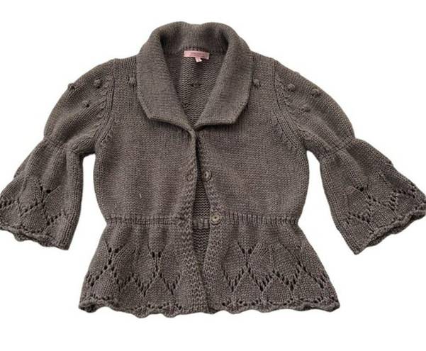 Krass&co HEKLA &  Made in Italy Womens Gray Wool Blend Cardigan wrap Sweater Si…