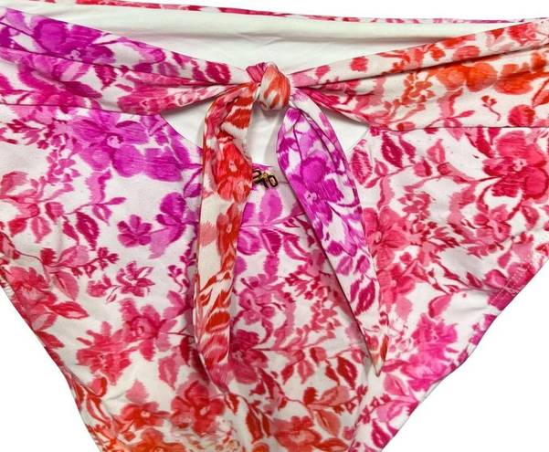 PilyQ  Azalea Floral High Waist Bikini Bottoms Pink Size Medium