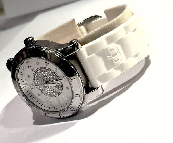 Juicy Couture  White Rubber Band Crystal Encrusted Dial Watch