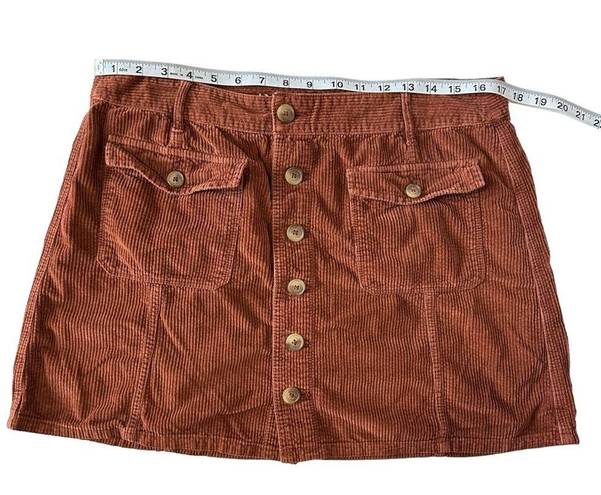 American Eagle  Corduroy Brown Button Mini Skirt A Line High Rise size 16