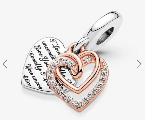 Pandora Charm Entwined Hearts Double Dangle Charm