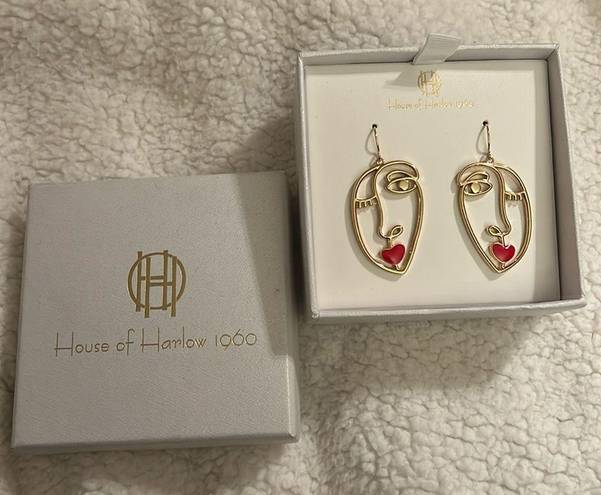 House of Harlow  1960 Face Earrings. NWOT. In original earring box.