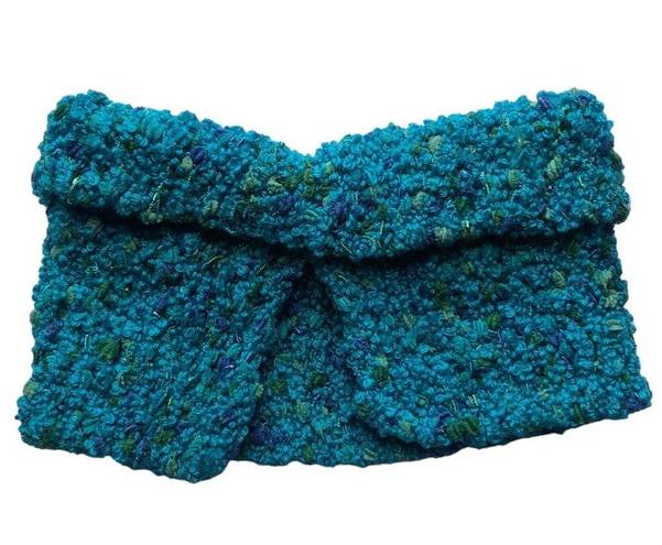 infinity Bulky Handmade knit  Scarf or Dickey in Turquoise, Green & Blue