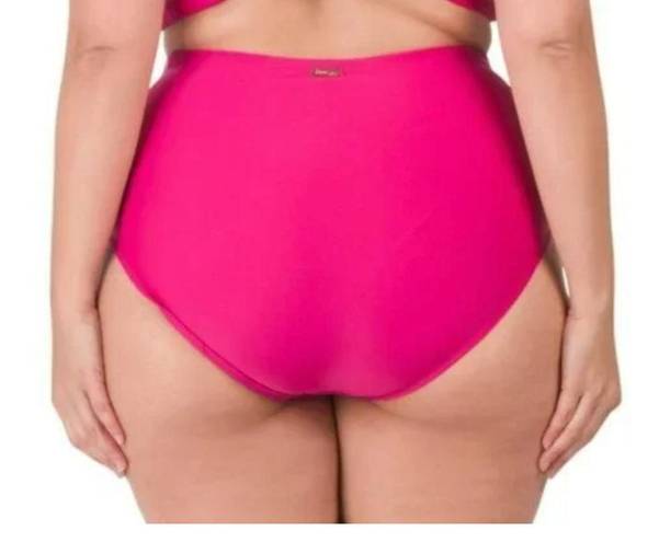 Raisin's  CURVE High-rise Ruched front Costa Swim Solid Pink Bikini Bottom 22W NWT