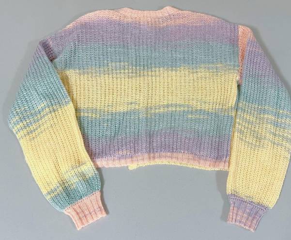 Full Tilt Tillys  Pastel Striped Knit Cropped Cardigan Sweater Top Blouse Size XS 🌸✨