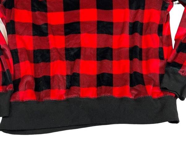 Wish Third  womens Large Top Pajama lounge wear buffalo Plaid winter sequin cozy