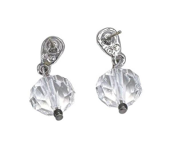 Swavorski Swarovski Rhinestone Earrings Silver Tone Pave and Clear Crystal Bead Dangle