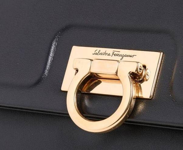 Salvatore Ferragamo  Trifolio Swing Leather Shoulder Bag in Black, Like New