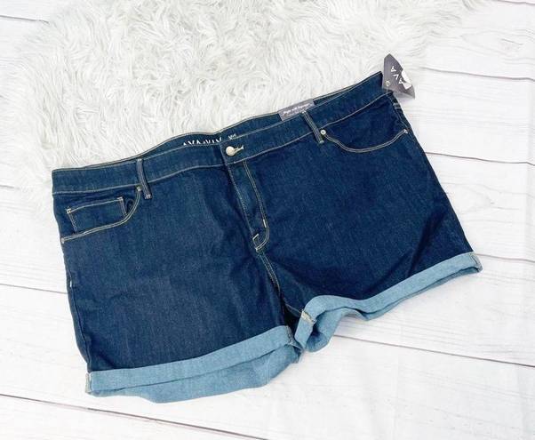 Ava & Viv  Women's Plus Size Denim Midi Shorts, Dark Denim Wash Size 26W