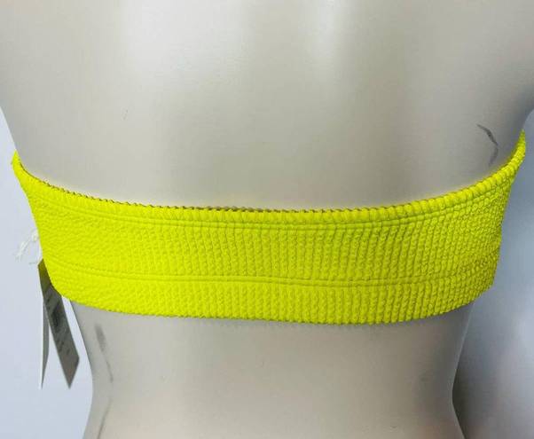 Good American  Bikini Top S-M Electric Yellow Strapless Crinkle Swimwear Beach