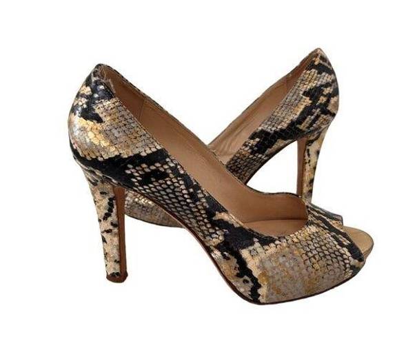 Kate Spade  Snake Print Leather Peeptoe Heels Size 6