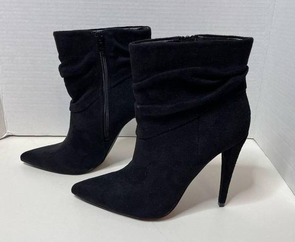 Shoedazzle  Alyssa Heeled Black Pointed Booties Shoes Size 7.5