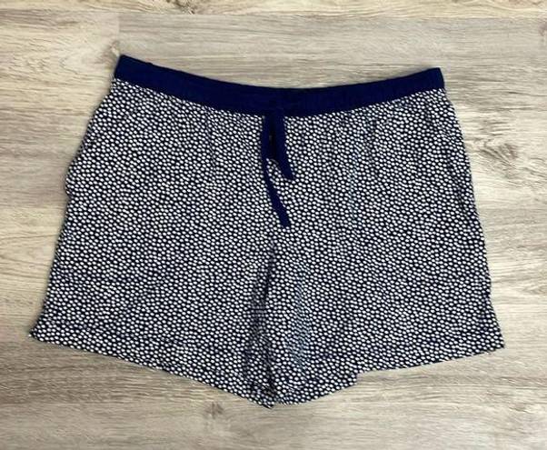 Carole Hochman Blue & White Elastic Drawstring Waist Pull On Sleep Shorts Small