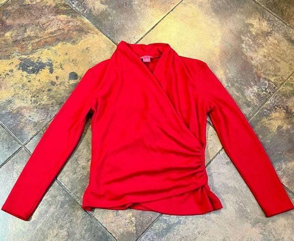 Sunny Leigh  Women’s Red Sweep Wrap Sweater Small