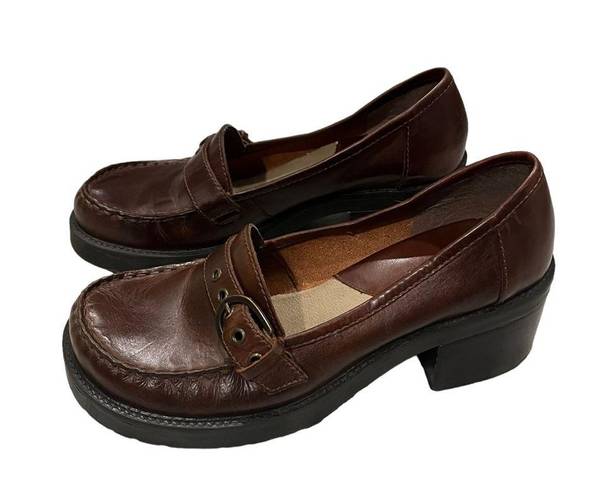 MIA Vintage  90’s/ Y2K Leather Chunky Heel Loafers, Sz 8.5