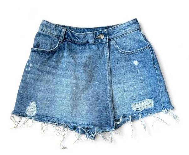 ZARA  Skort With Front Flap Size 4 Cute Skirt With Inside Shorts Distressed Style