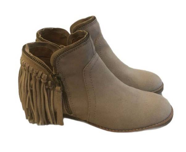 DV by Dolce Vit Dolce Vita Fringe Beige Suede Zip Up Booties