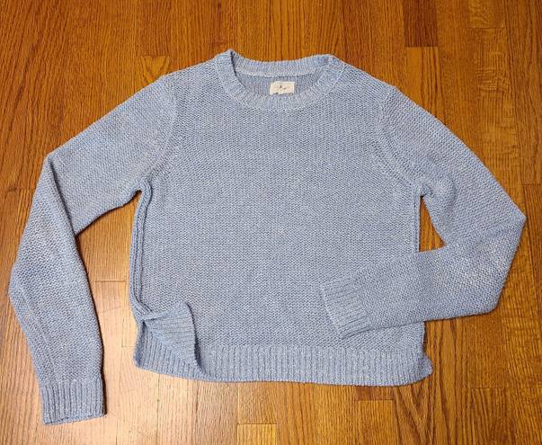 Lou & grey  Sweater Women's Medium Pullover Baby Blue Chunky Knit Scoop Neck