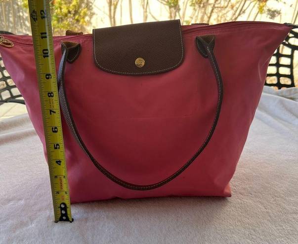 Longchamp  bright pink “Le Pilage” tote bag