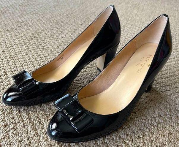 Kate Spade Bow Pumps in Black Patent Leather