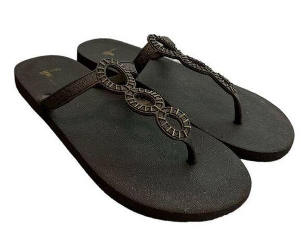 Sanuk   Brown Rubber Embellished Flip Flop Sandal Size 10-11