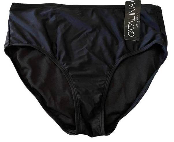 Catalina  Black Swimwear High Waisted Bikini Bottom Medium