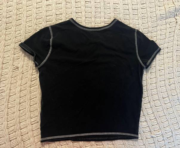 Hollister Black Baby Tee With White Stitching