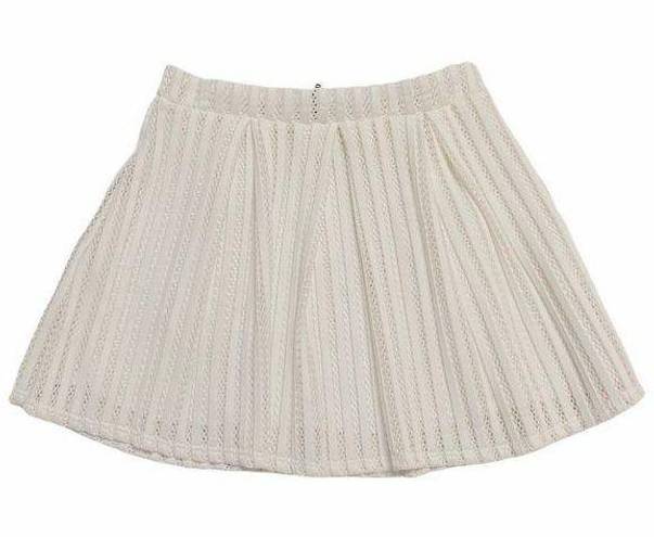 Sage  White Pleated Mesh Mini Skirt