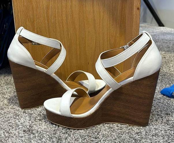 Charlotte Russe White Heeled Wedges