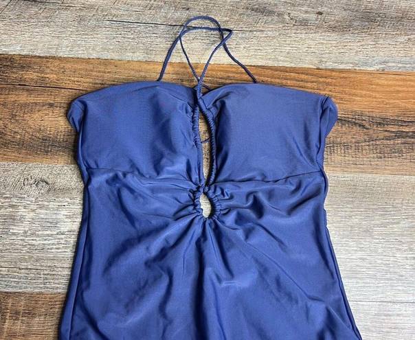 PilyQ NWT  NAT Keyhole Braided One Piece Swimsuit Navy Blue Medium