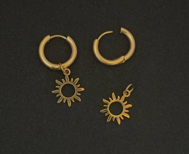 Gold Sun Dangle Drop Earrings