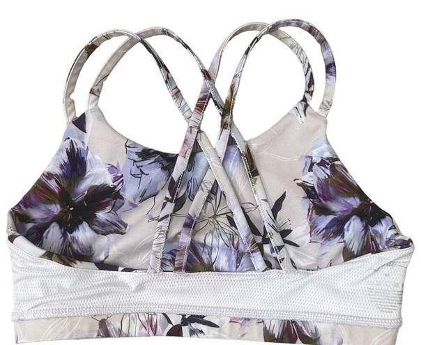 Gottex  Sports Bra Athleisure Stretch Mesh Floral Pullover White Purple M NWOT