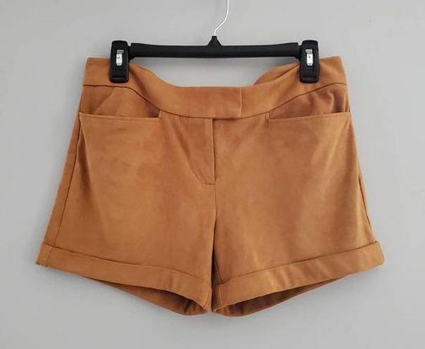 Krass&co Eva Mendes NY& Tan Faux Suede Cuffed Shorts 4